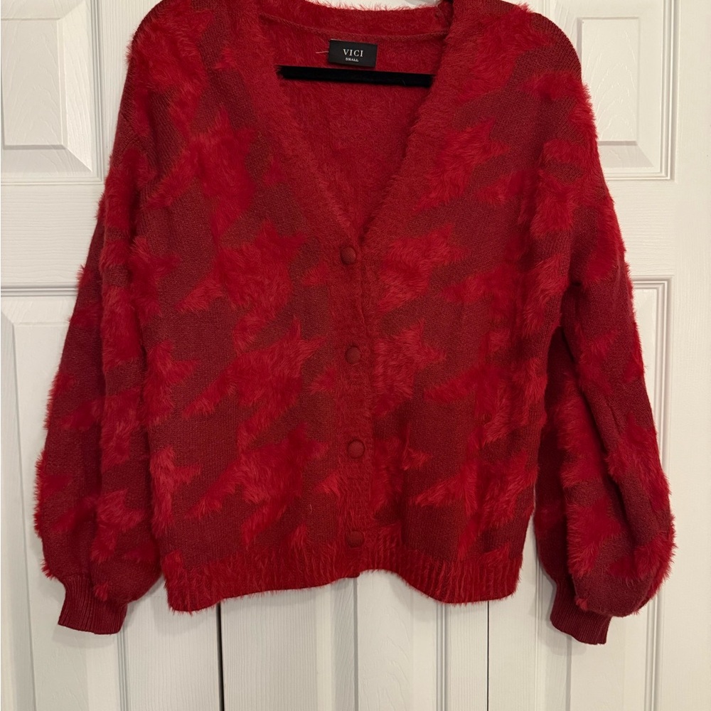 Vici Vibrant Red Cardigan Sweater